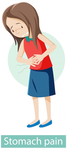 Free Vector cartoon character with stomach pain symptoms