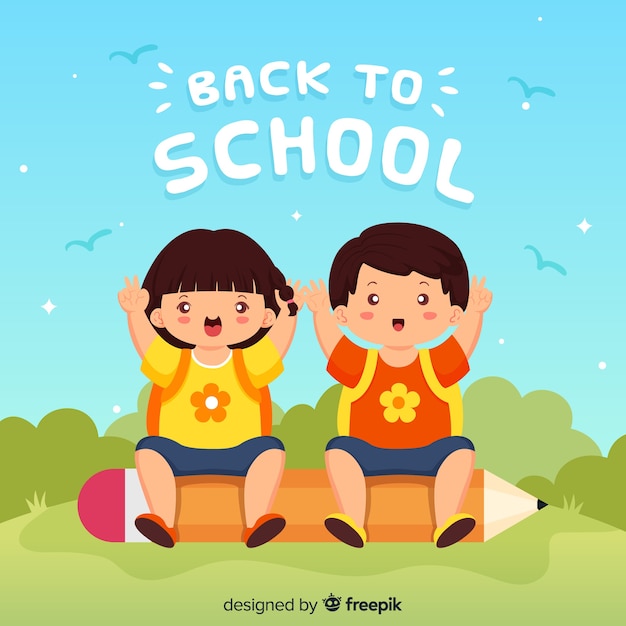 Cartoon children back to school background