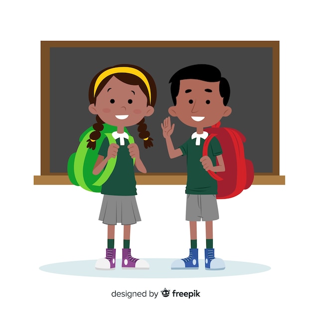 Cartoon children back to school background