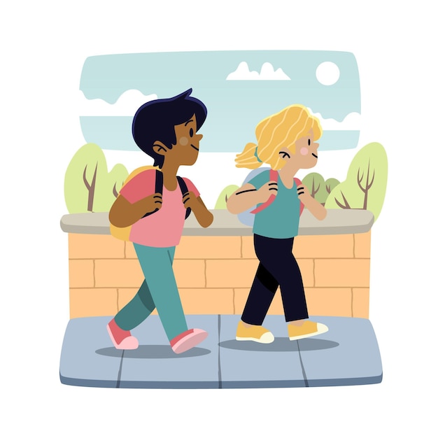 Free vector cartoon children back to school