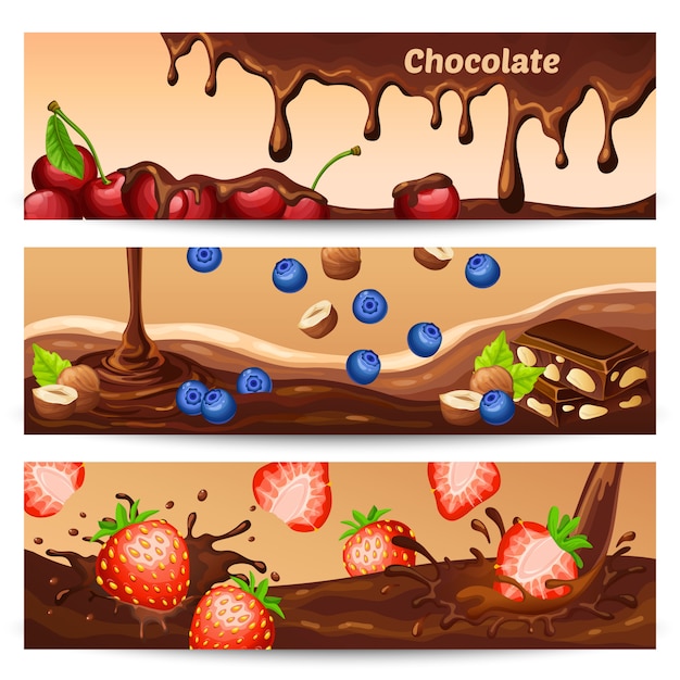 Free Vector cartoon chocolate horizontal banners