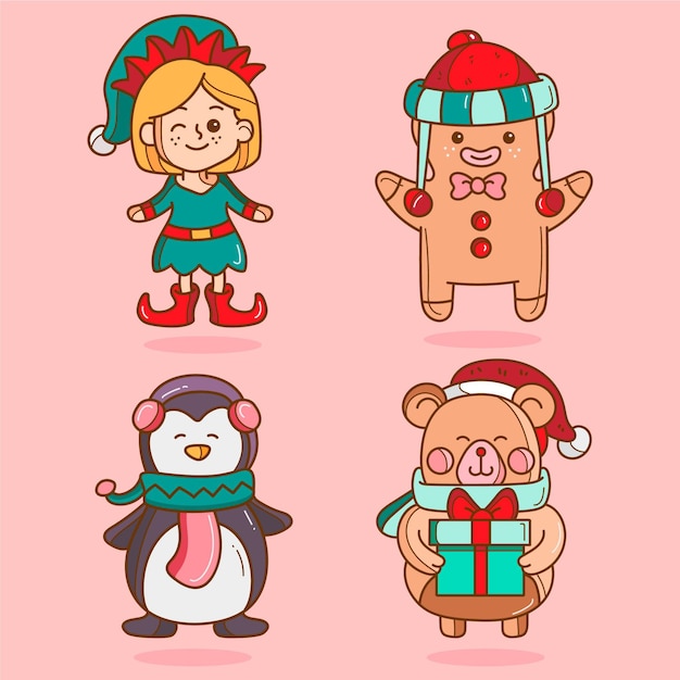 Cartoon christmas characters collection