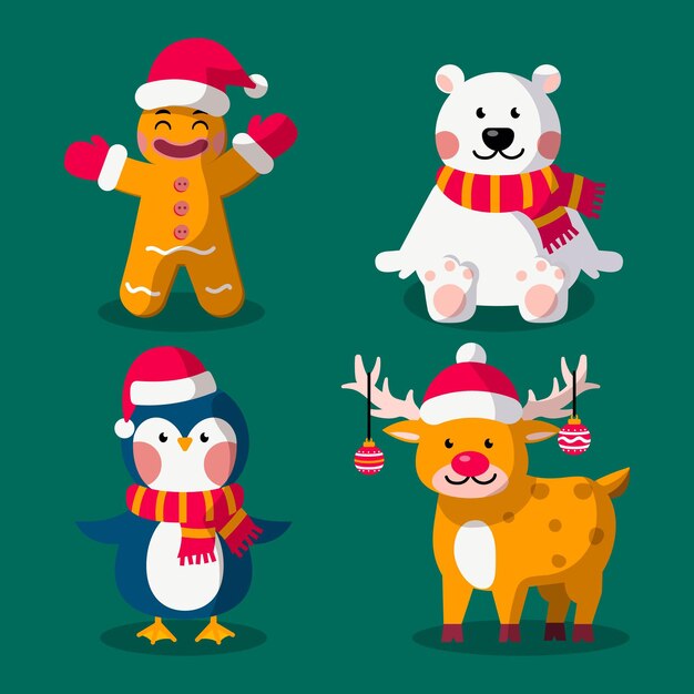 Cartoon christmas characters collection