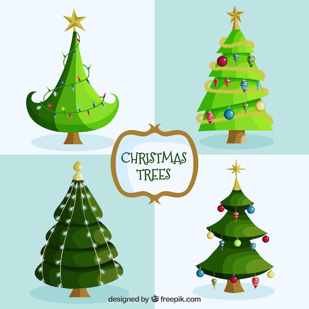 Cartoon christmas trees pack