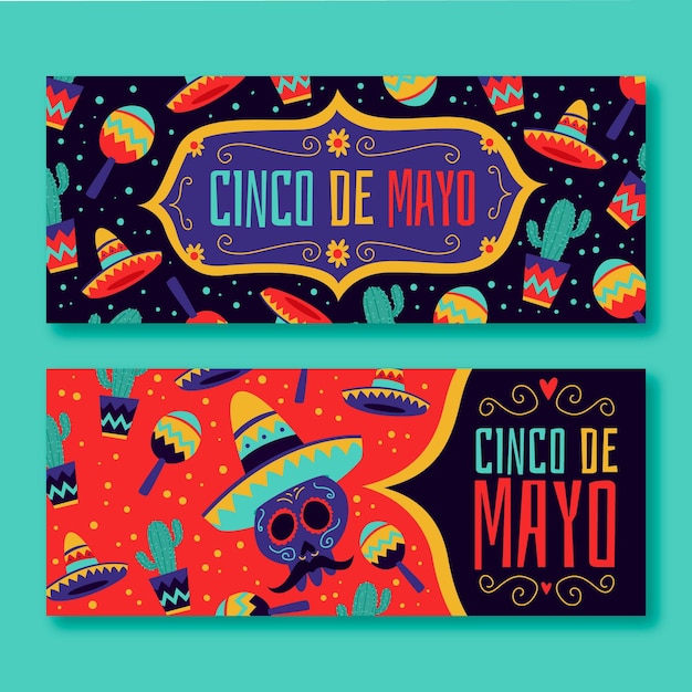 Free Vector cartoon cinco de mayo banners set