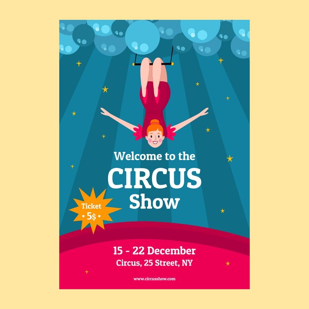 Cartoon circus show invitation