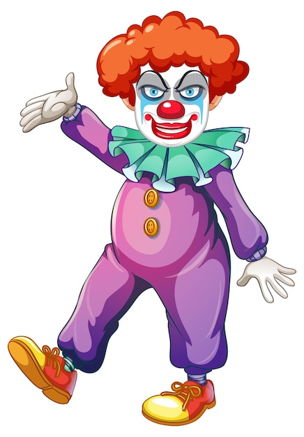 Cartoon clown in purple outfits