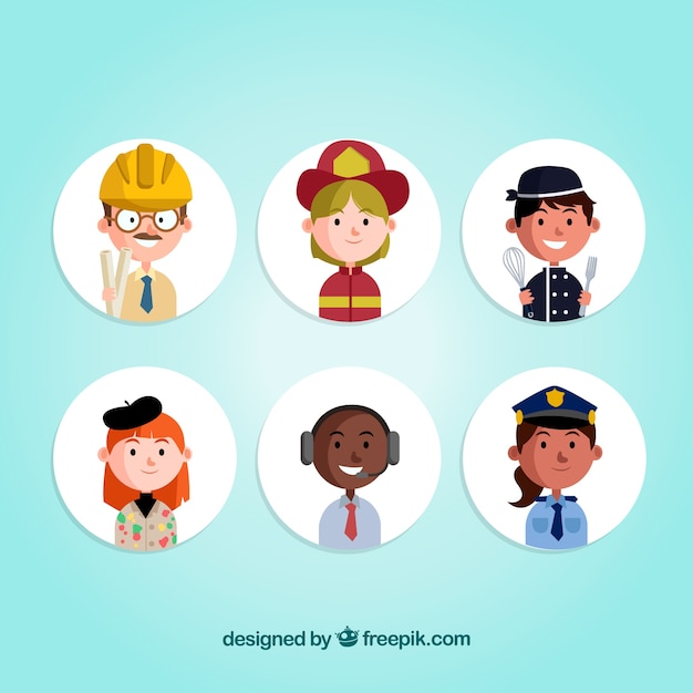 Cartoon collection of job avatars