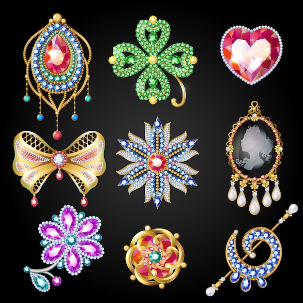 Free Vector cartoon colorful beautiful jewelry collection