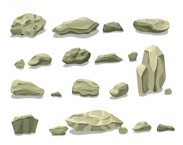 Free Vector cartoon colorful gray stones set