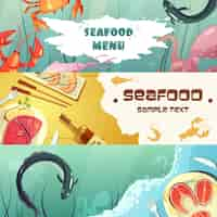 Free vector cartoon colorful seafood banner