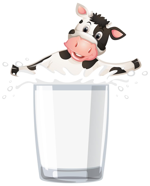 Free Vector cartoon cow with a glass of milk