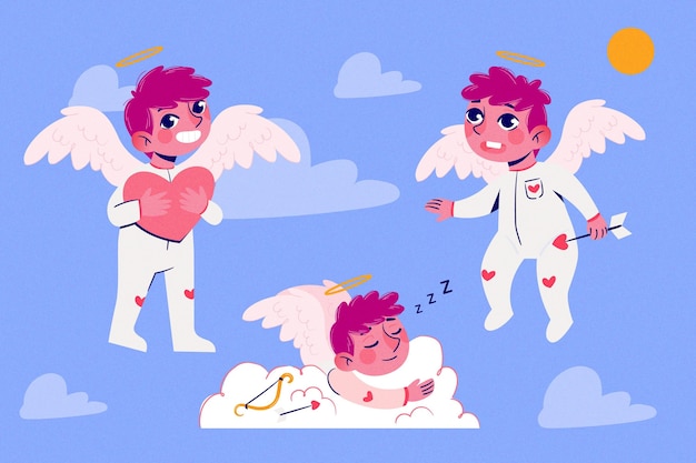 Free vector cartoon cupid character pack