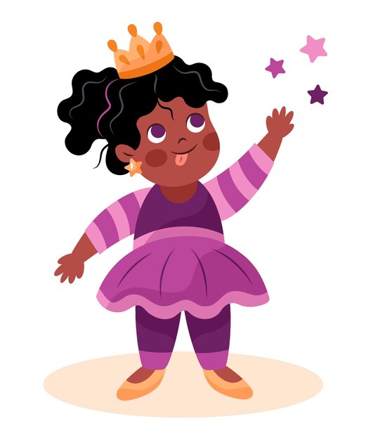 Cartoon cute african american girl illustration