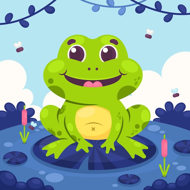 Cartoon cute frog illustration