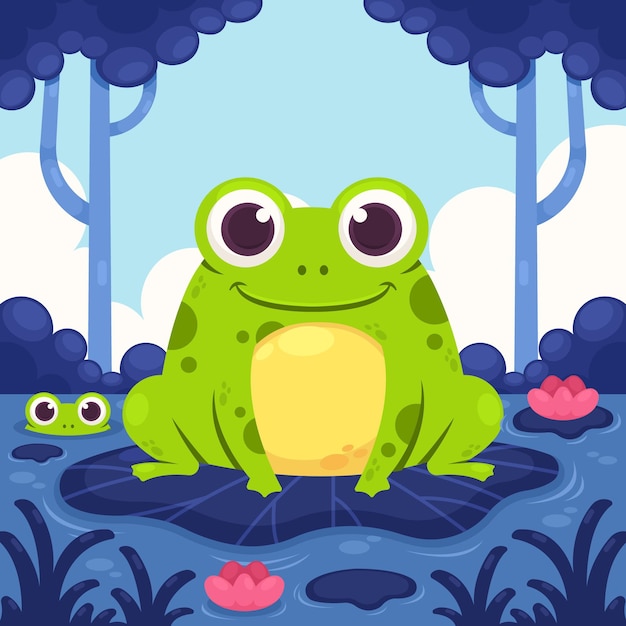 Free vector cartoon cute frog illustration