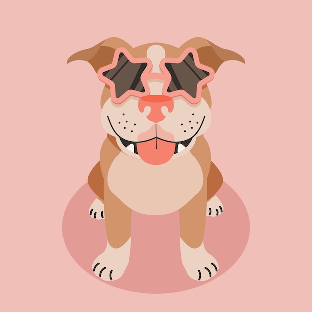 Cartoon cute pitbull illustration