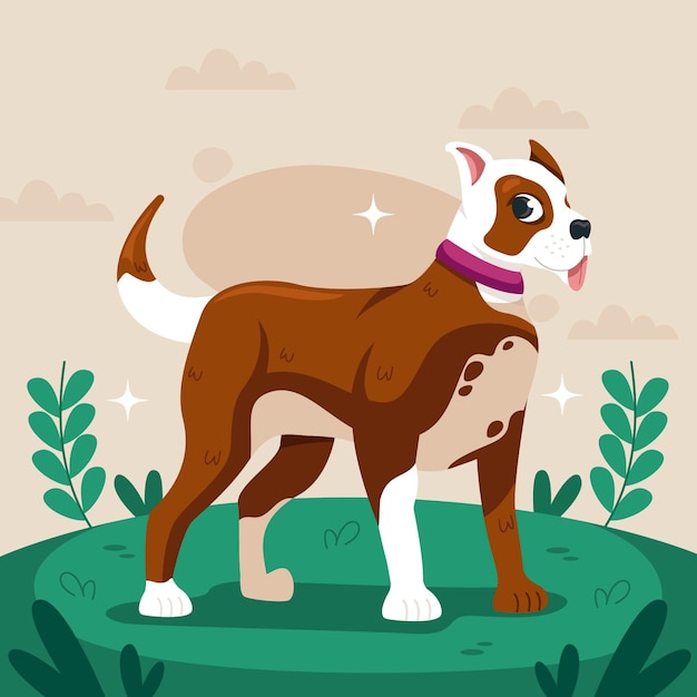 Free vector cartoon cute pitbull illustration