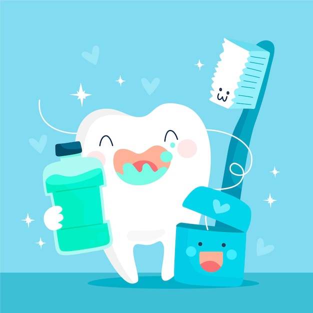 Cartoon dental care concept illustration