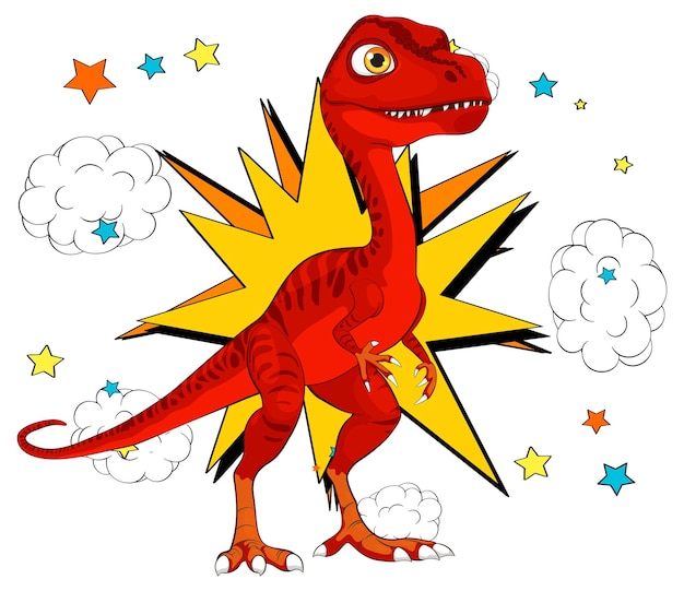 Free Vector cartoon dinosaur with comic elements