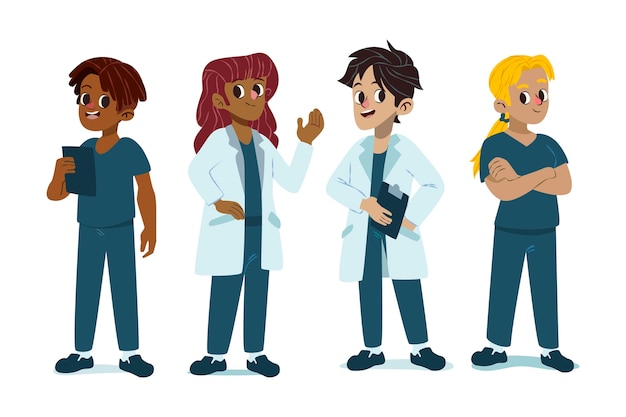 Free Vector cartoon doctors and nurses collection illustration