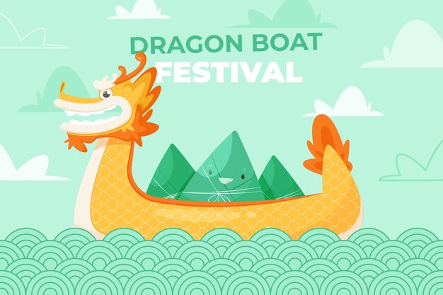 Cartoon dragon boat background