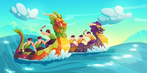 Cartoon dragon boat background