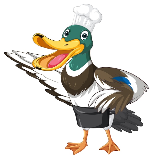 Free vector cartoon duck wearing chef hat