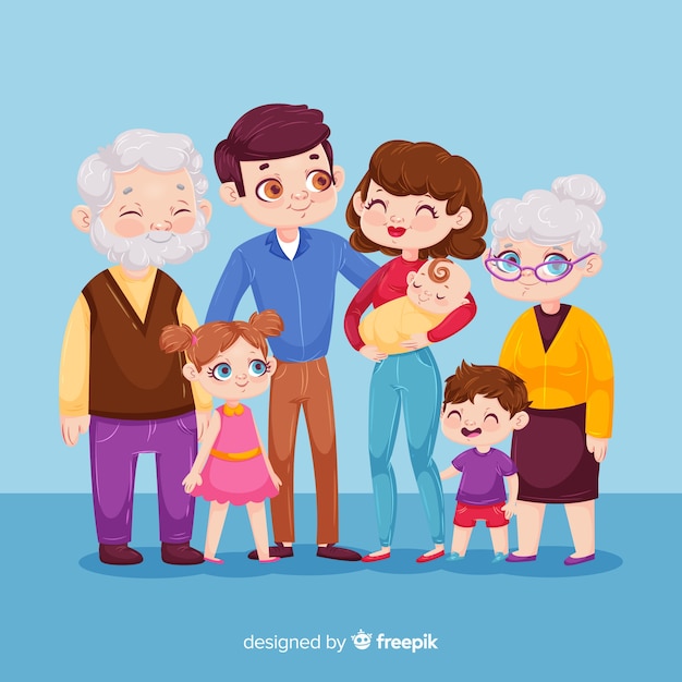 Cartoon family portrait