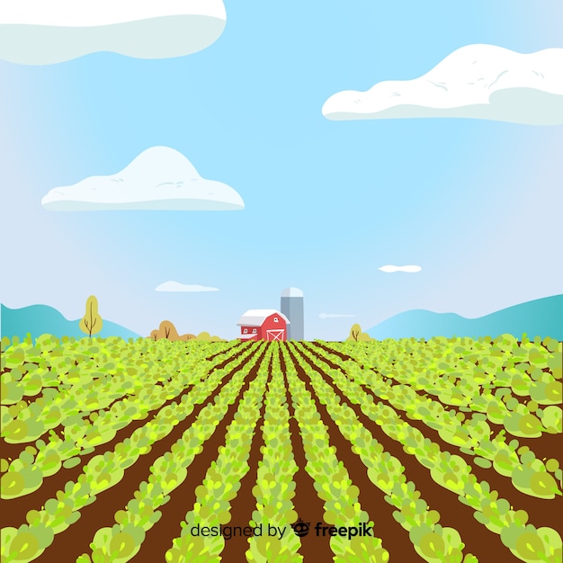 Free Vector cartoon farm landscape