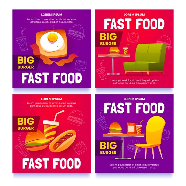 Cartoon fast food flyer collection