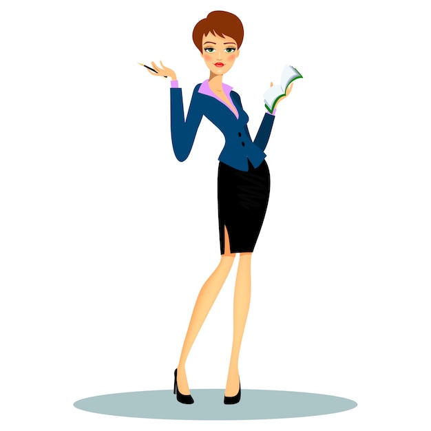 Free Vector cartoon female professional secretary or business planner wearing formal clothes while taking notes on agenda