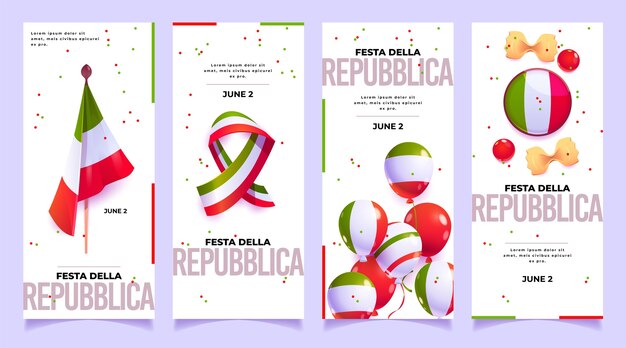 Cartoon festa della repubblica banners set