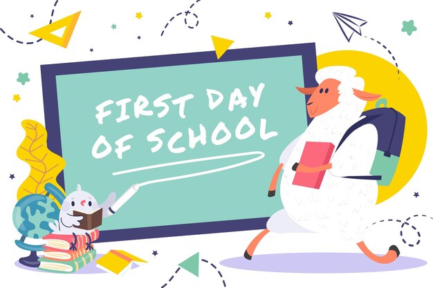 Cartoon first day of school background