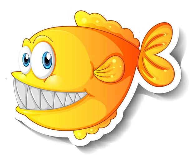 Cartoon fish with big fangs cartoon sticker