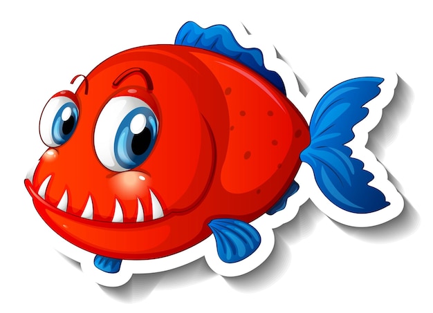 Cartoon fish with big fangs cartoon sticker