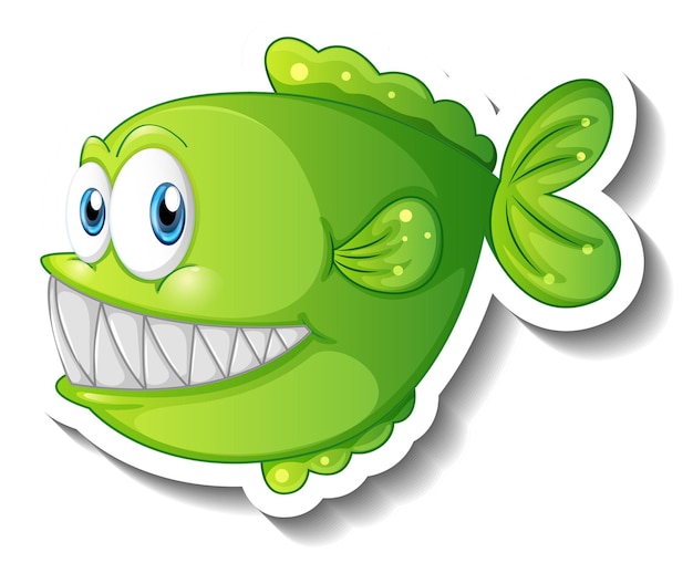 Cartoon fish with big fangs cartoon sticker