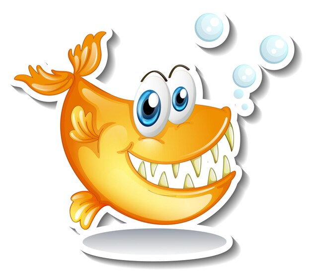 Cartoon fish with big fangs cartoon sticker