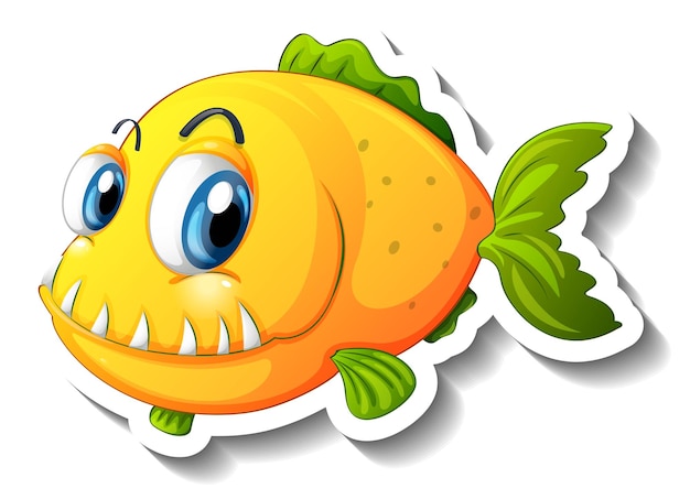 Cartoon fish with big fangs cartoon sticker