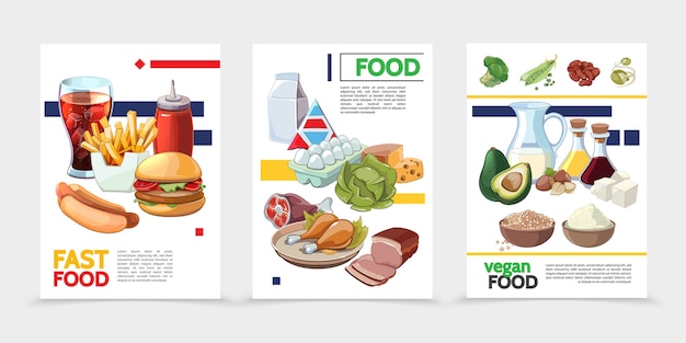 Free Vector cartoon food posters 