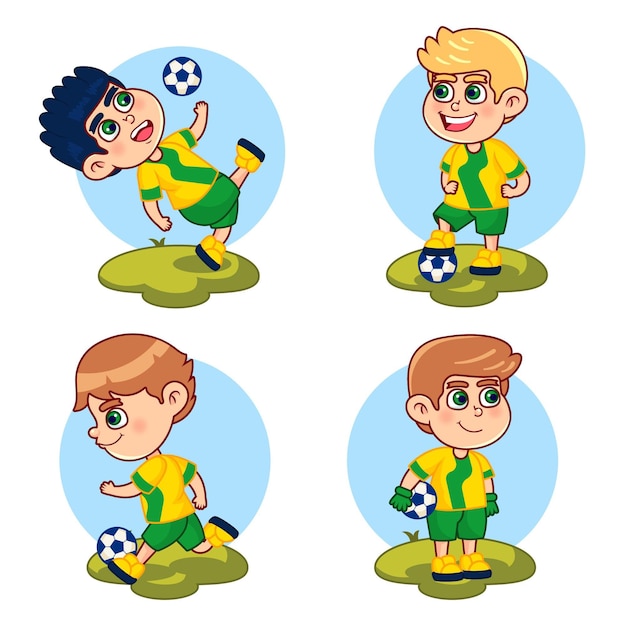 Free vector cartoon football player collection