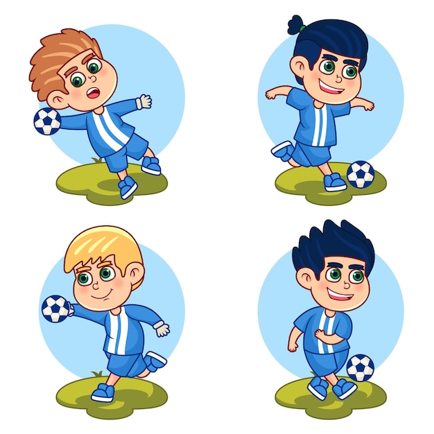 Free Vector cartoon football player pack