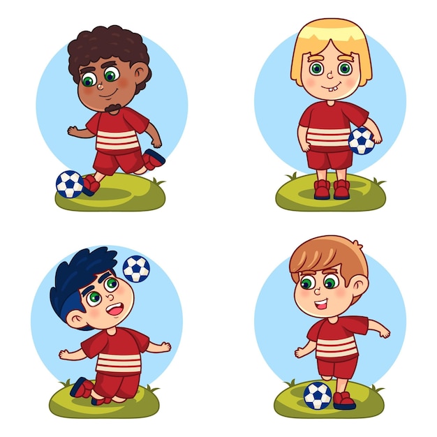 Free vector cartoon football player set