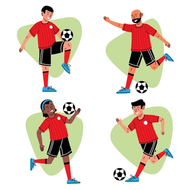 Free Vector cartoon football players collection