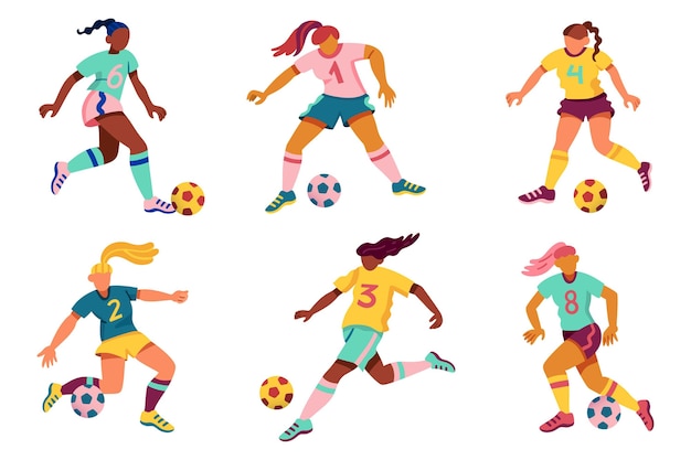 Free Vector cartoon football players collection