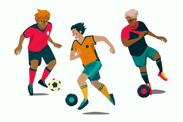 Free Vector cartoon football players illustration