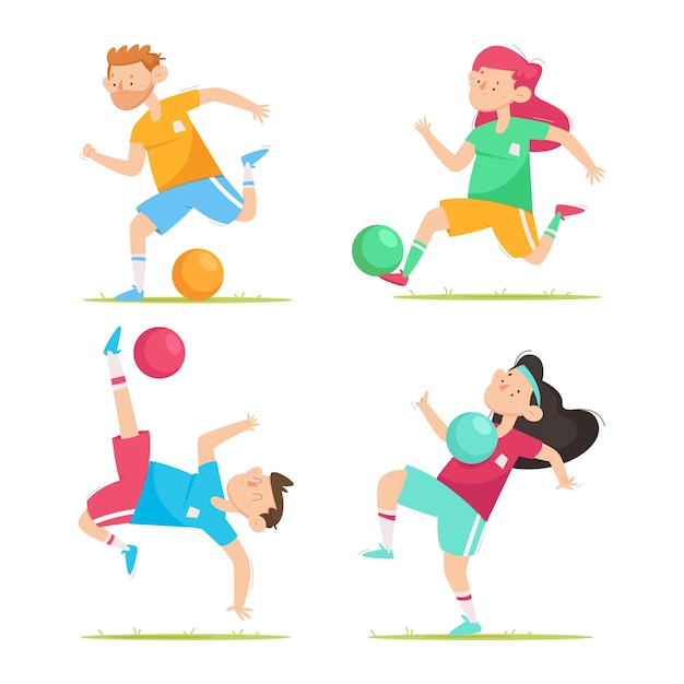 Cartoon football players set