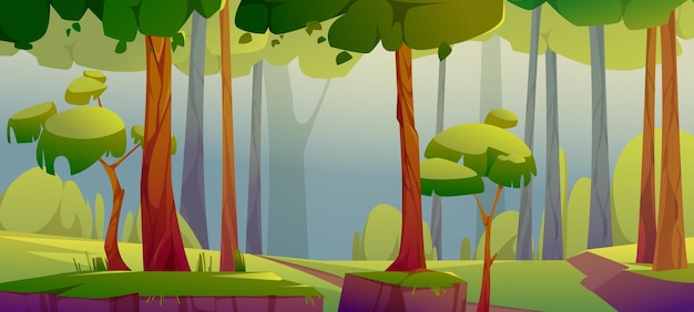 Free Vector cartoon forest background nature scenery landscape