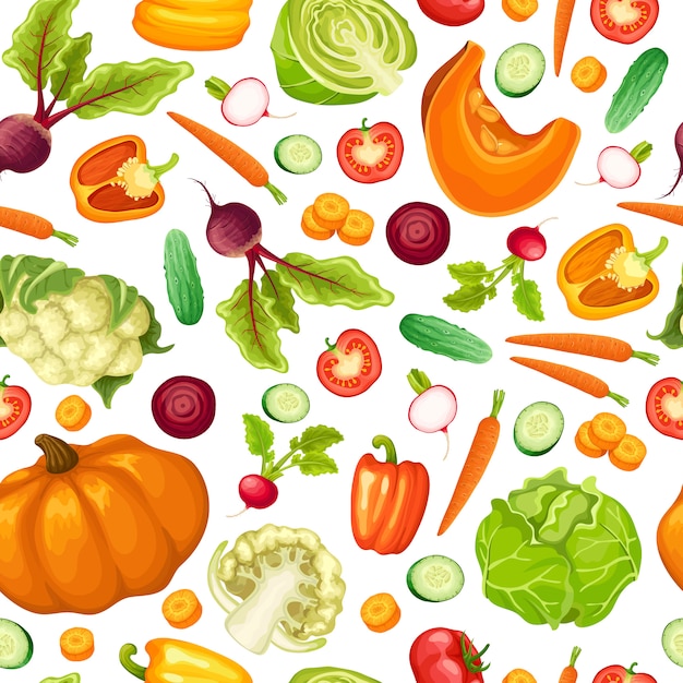 Free Vector cartoon fresh vegetables seamless pattern