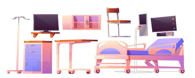 Free Vector  cartoon furniture for hospital ward